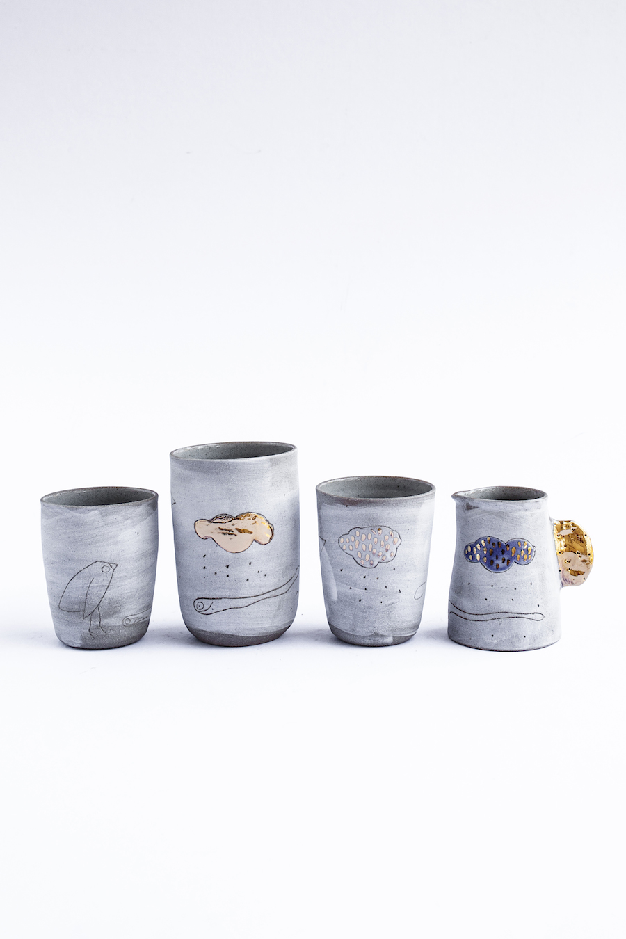 Bridget Bodenham ceramics grey mugs and cups