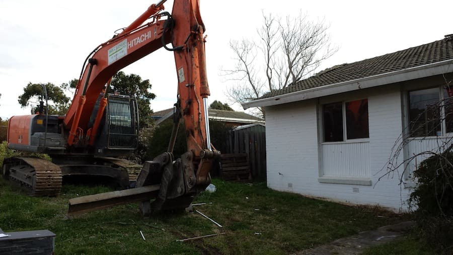 Excavator on site pre-demolition