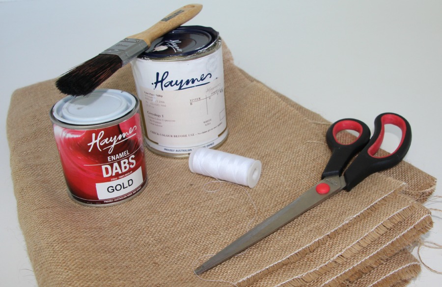 Items you will need to make DIY Hessian Pot Holder