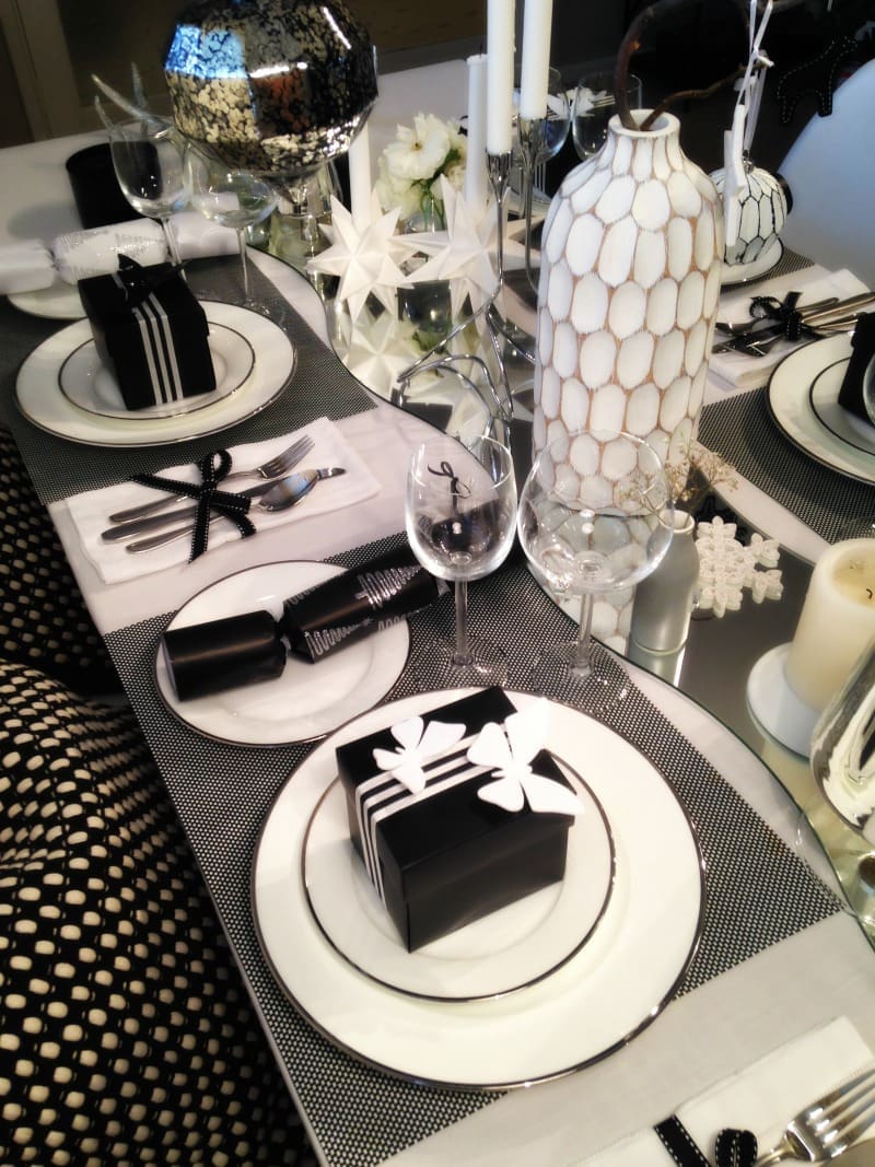 Classic black and white Christmas setting