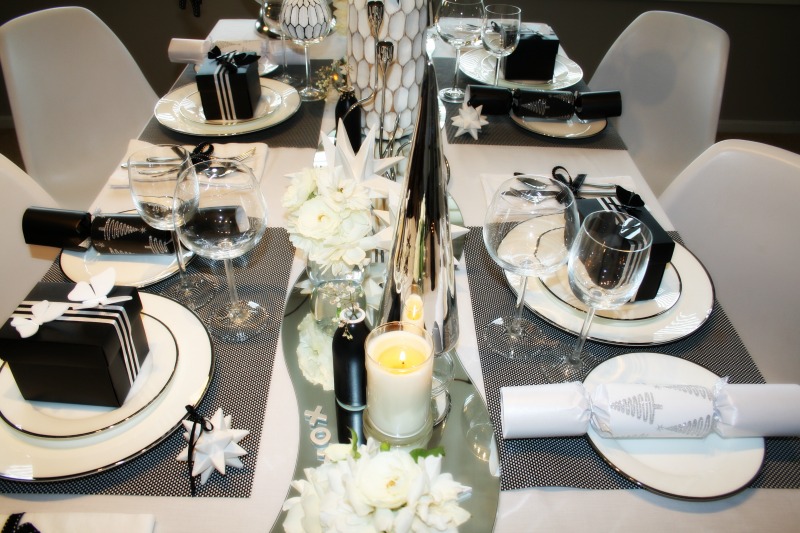 Classic black and white Christmas setting