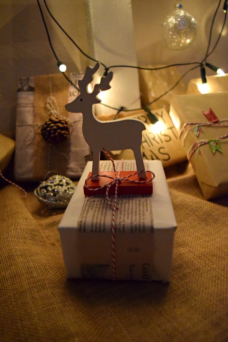 Christmas ornament gift wrap idea