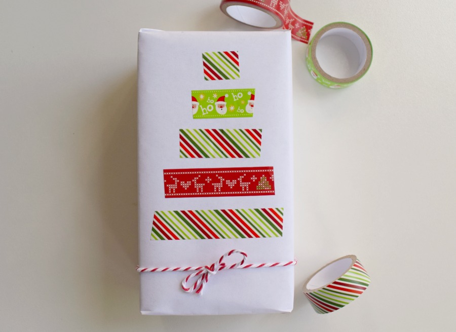 Washi tape Christmas gift wrapping idea