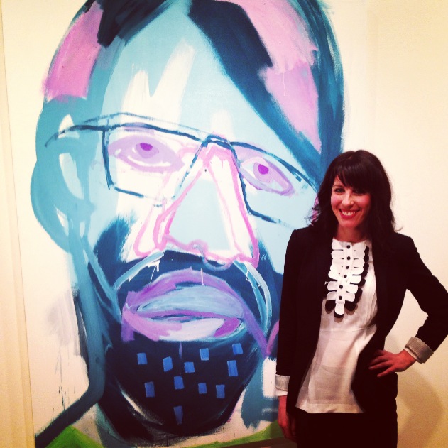 Mia Oatley at the AGNSW on the Archibald night with her painting of Tim Maguire entitled THE REAL THING
