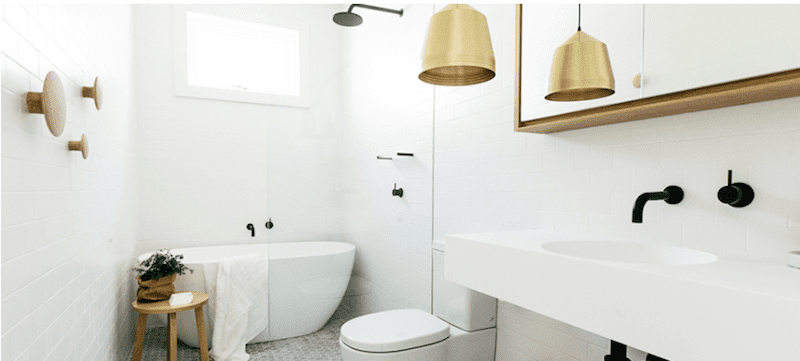 Bathroom with marble floor