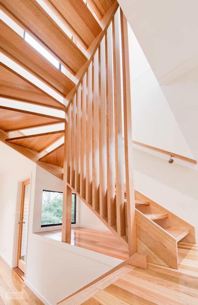 Open staircase First time home builders