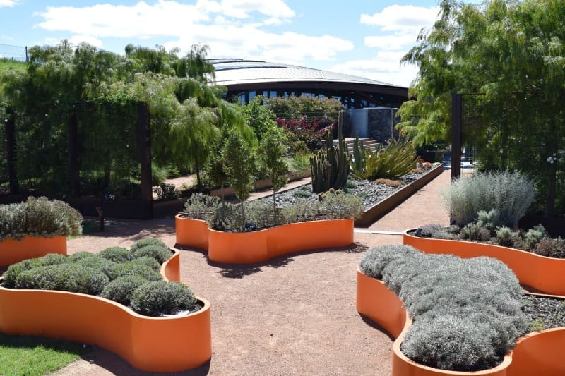 Orange planter garden