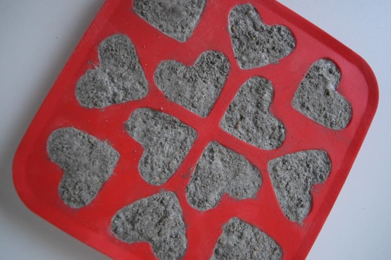 Step 2_Pour concrete into ice tray