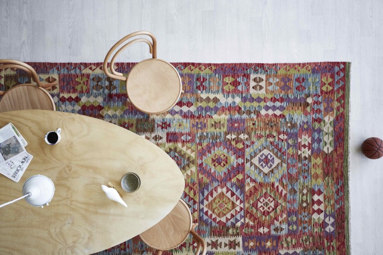 Table and persian rug