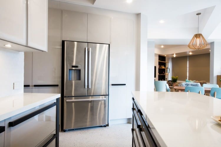 Kitchen fridge and cabinetry