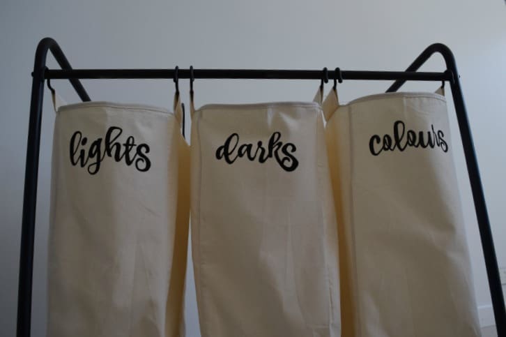 Lights darks colours laundry hamper