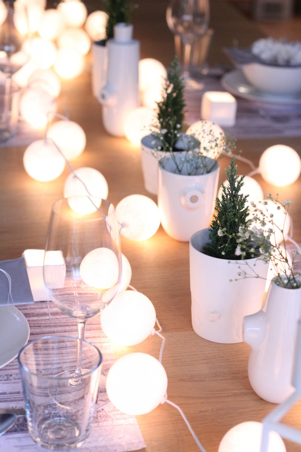 Lights on Christmas table