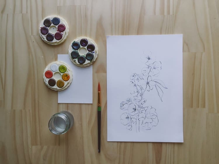 DIY watercolour floral artwork