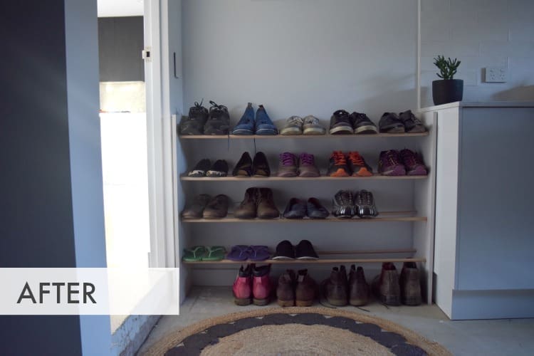 Before And After Messy Shoe Storage Gets A Makeover With A