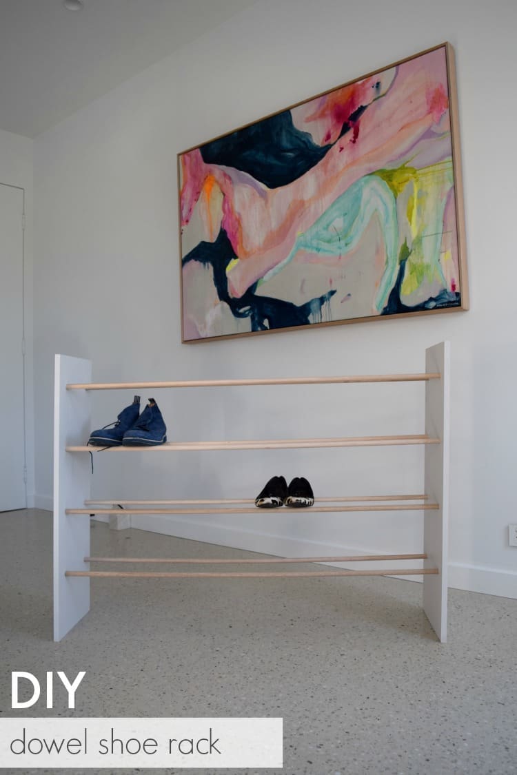 Before and after, messy shoe storage gets a makeover with a sleek DIY