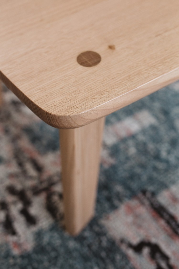 Detail of square side table by Leyer