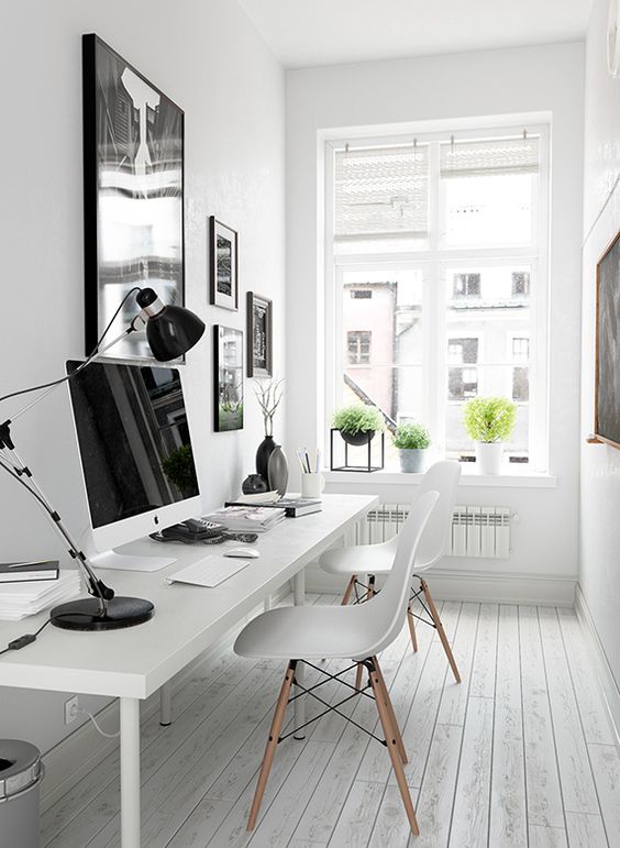 Black and white workspace