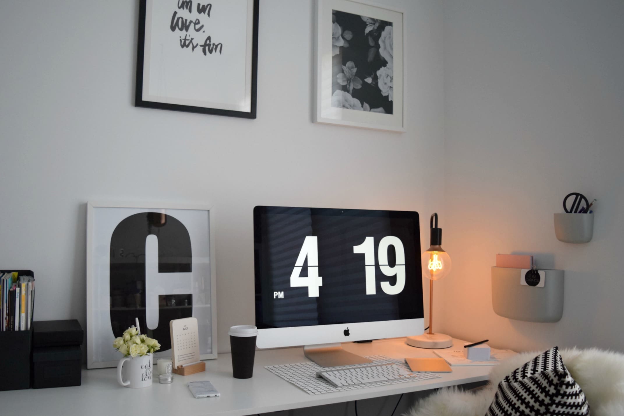 Desk and artwork