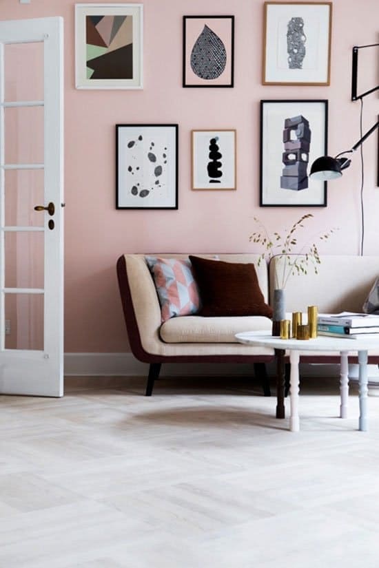 Blush pink gallery wall