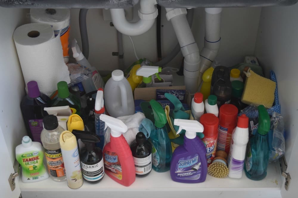 Kitchen sink before decluttering