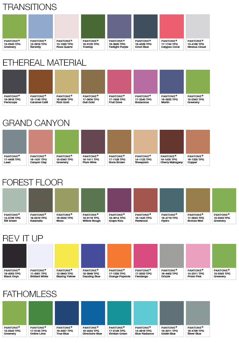 Full list of colours that pair with green