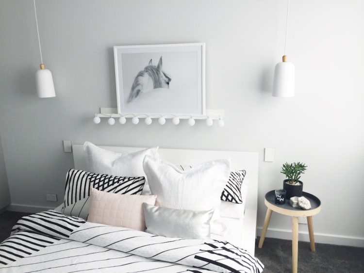 Black white and pink bedroom