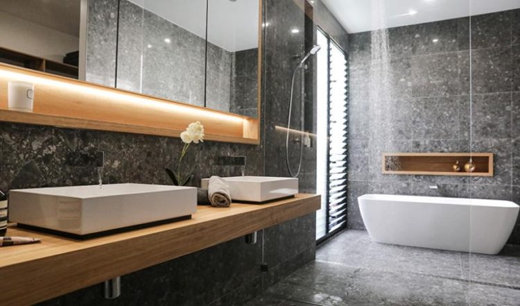 Grey marble bathroom