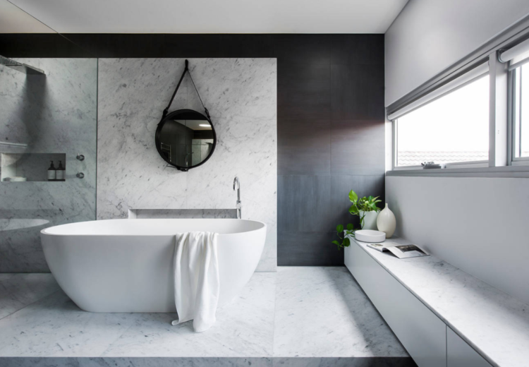 Grey and marble bathroom
