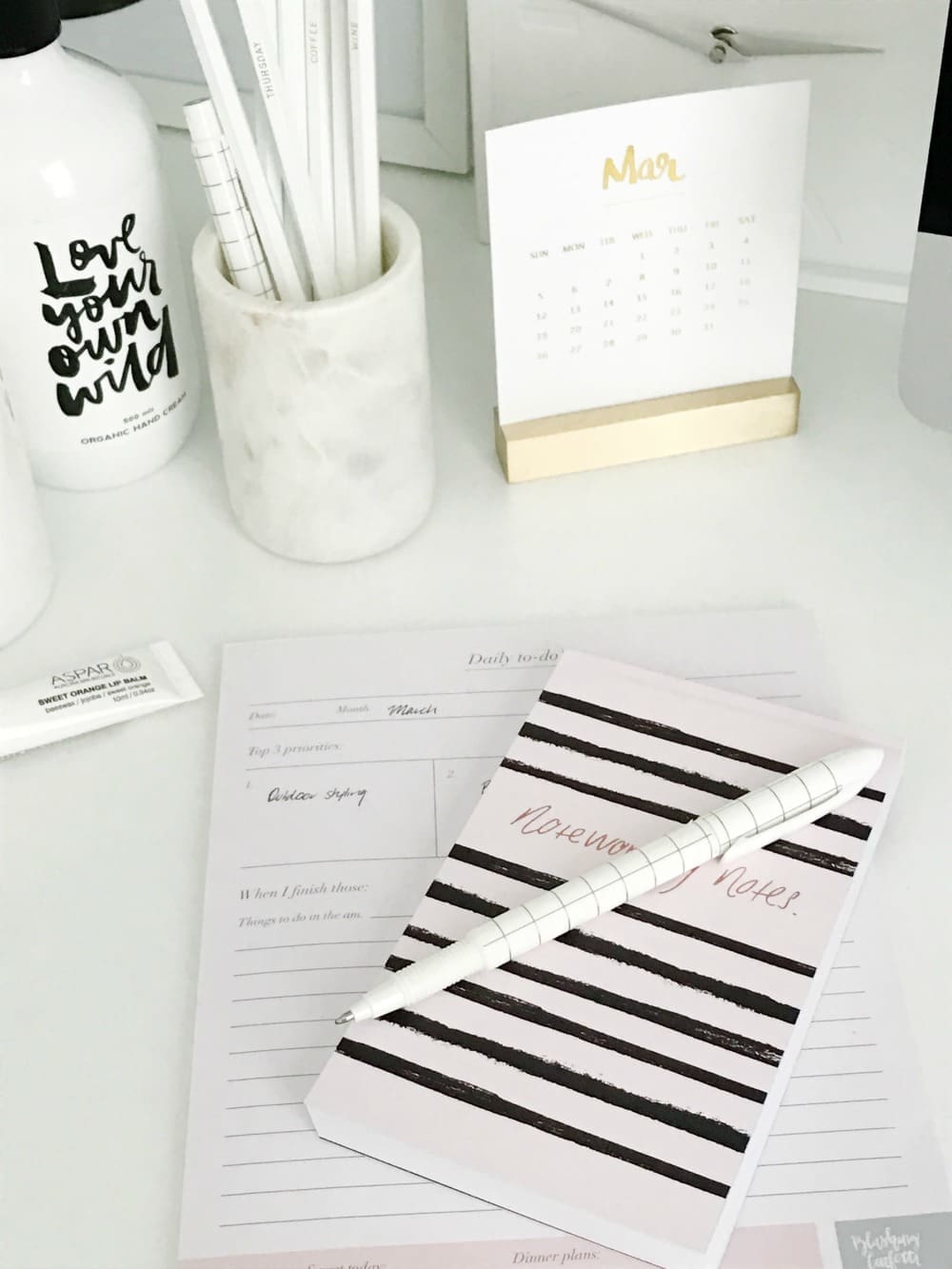 White stationery