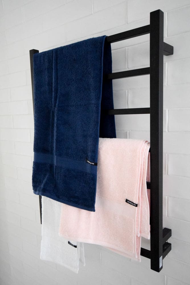 Pink and navy towels