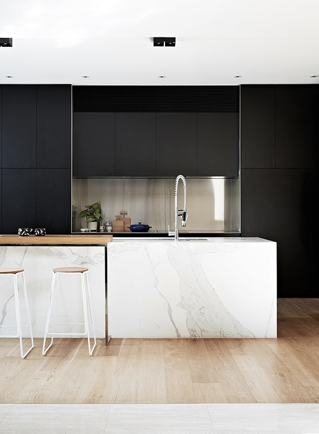 Black and marble kitchen affordably update your kitchen