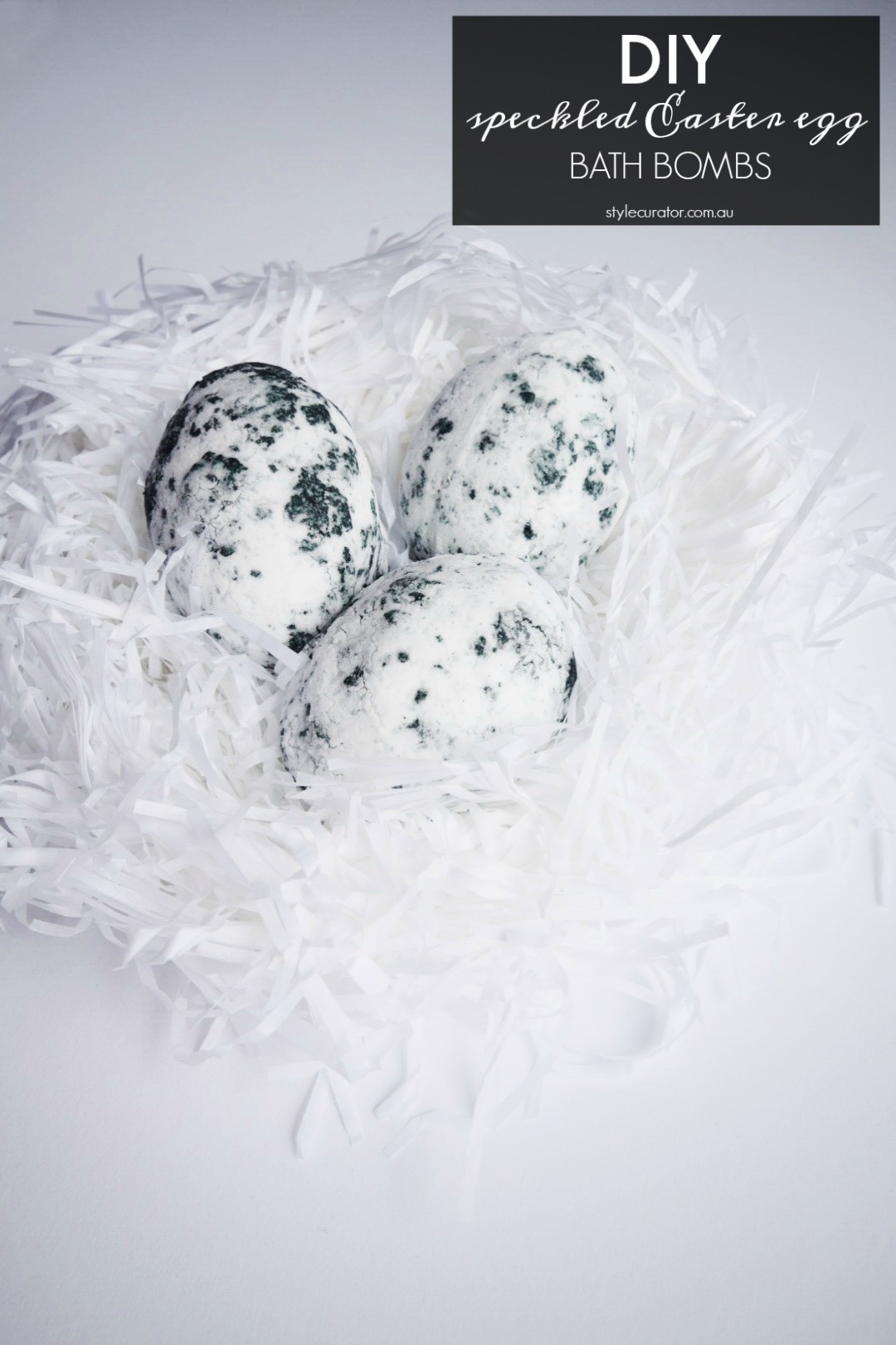DIY speckled Easter egg bath bombs