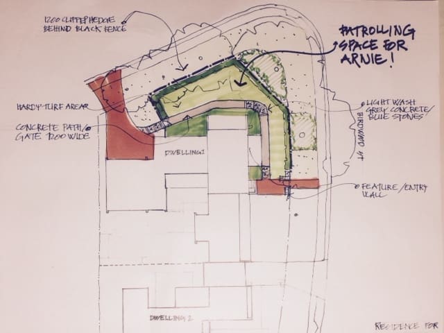 Landscaping concept sketch for our front yard