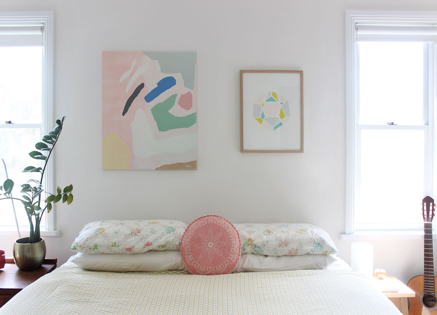 Abstract art in bedroom
