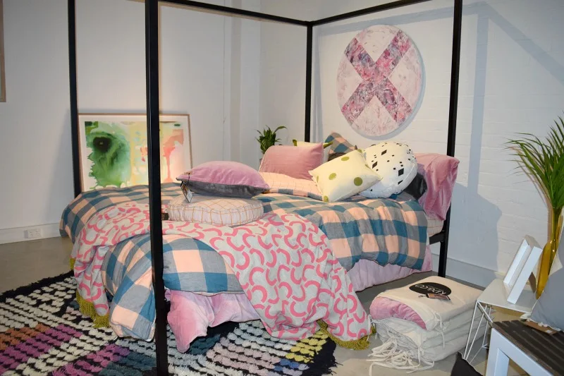 Bed in pop up shop