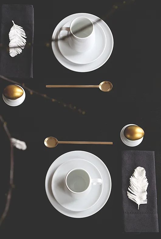 Black and white table setting