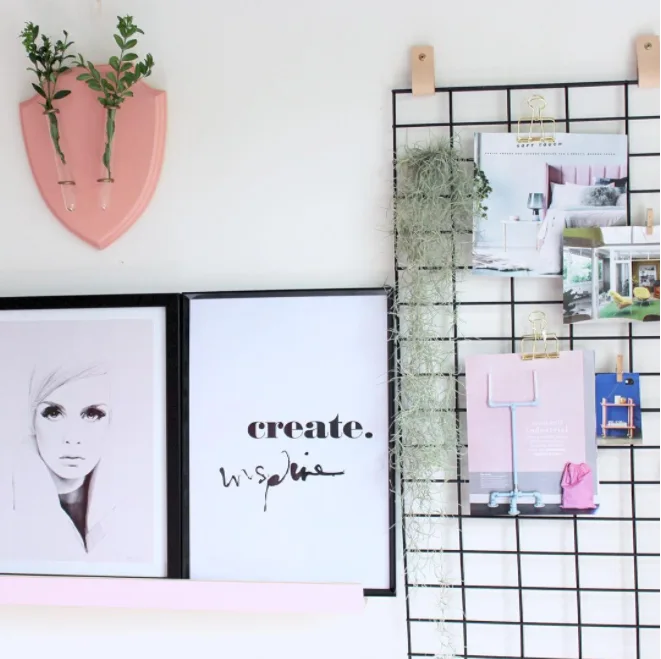 Using a peg board mood board is a great way to add interest and create a colourful home