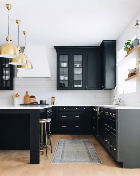 Black and white traditional kitchen