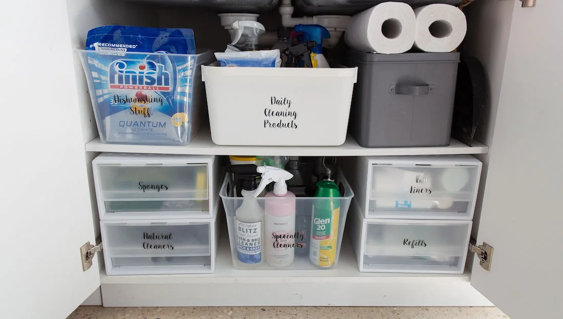 Organising under your kitchen sink