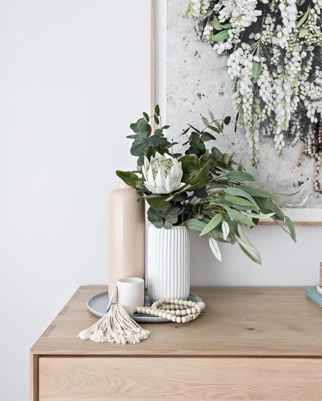 Vase of eucalyptus branches