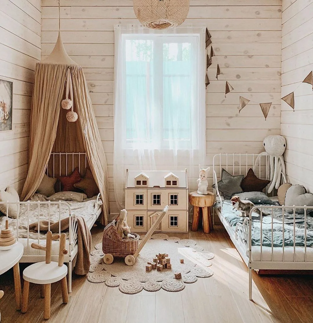 Boho shared kids bedroom