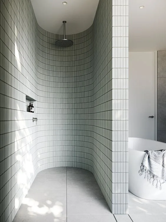 Curved tile shower wall