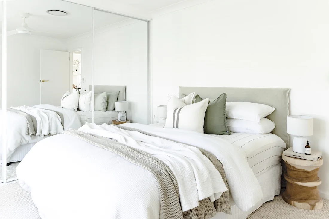 Guest bedroom with green accents