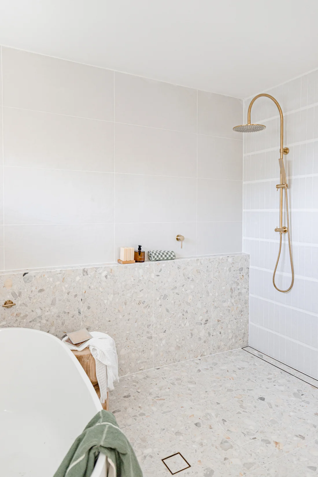 Gold and terrazzo bathroom