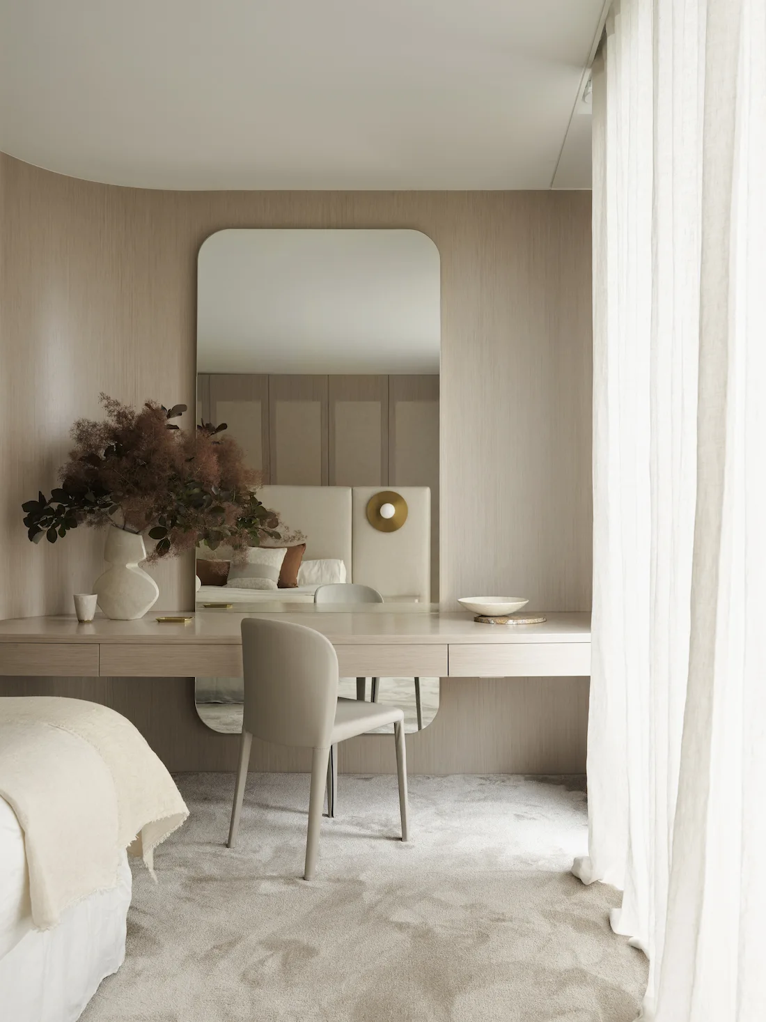 blush powder room _ beige bedroom