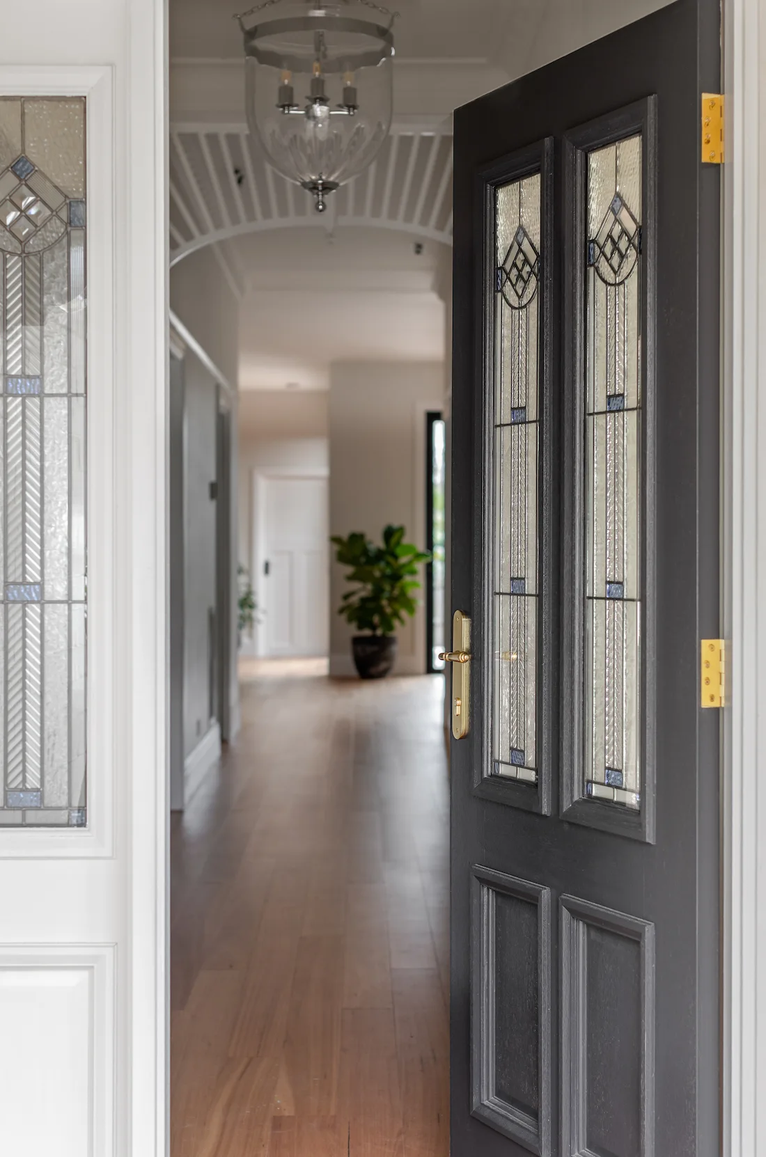 grey front door _ contemporary Californian Bungalow renovation fabulous front doors