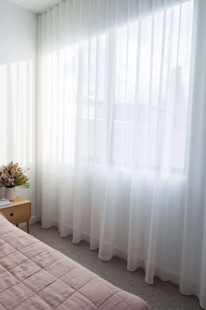 Hang sheer curtains while damp