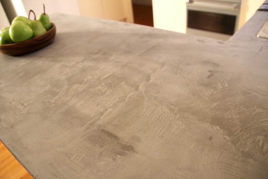 Close up of Ardex Feather Finish DIY concrete countertop
