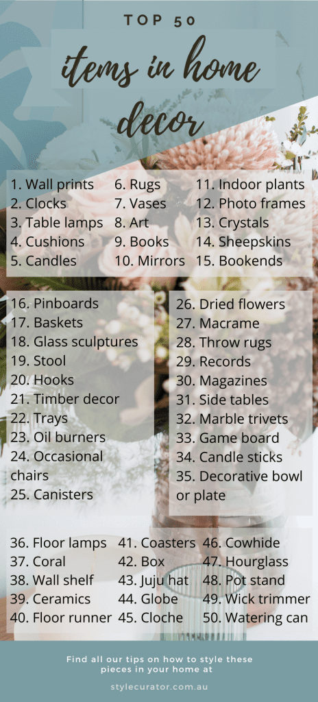 Top 50 items in home decor