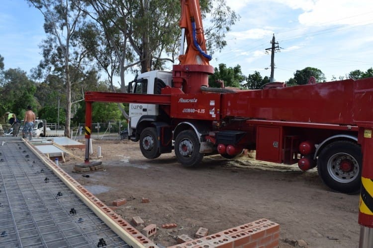 Concrete truck suspended